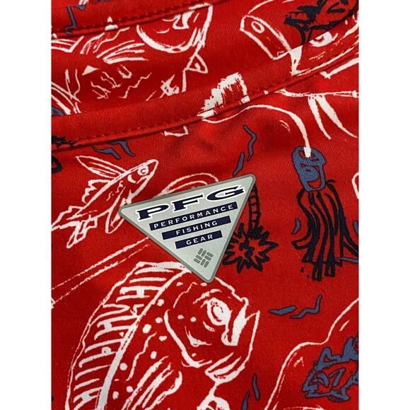 COLUMBIA PFG Midway Bay Fish RWB America Fishing Boating Activewear Dress MEDIUM - Picture 6 of 7